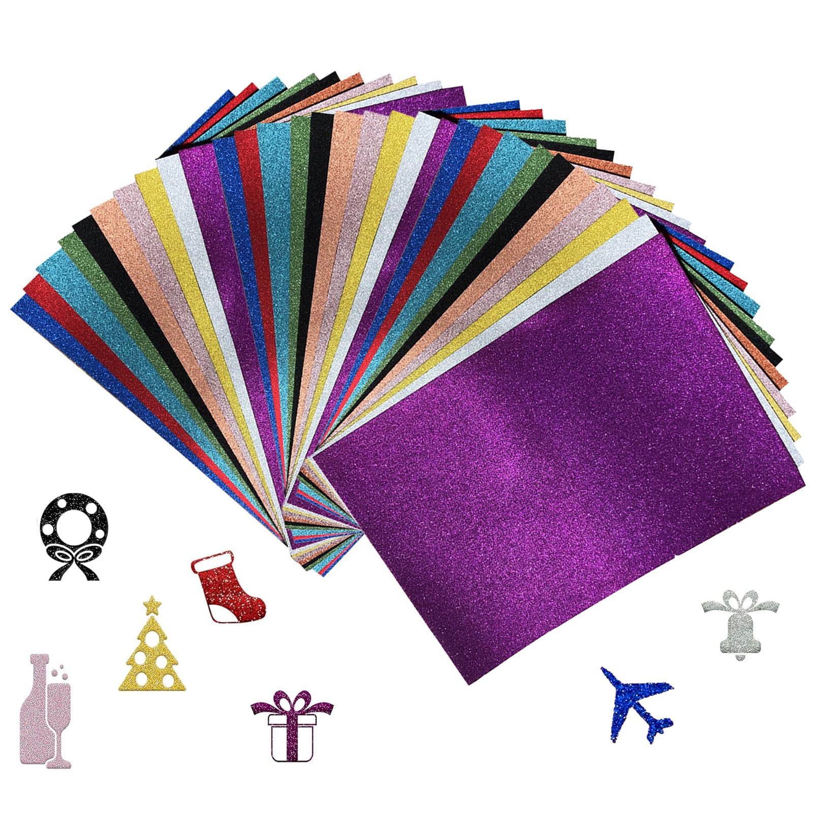 30Pcs Glitter Card Stock, A4 Mixed Color Cardstock Paper, 10 Colors Sparkle Shiny Cards, Craft Card Glitter Paper for DIY Crafts, Scrapbooking, Card Making Supplies, Party Decoration