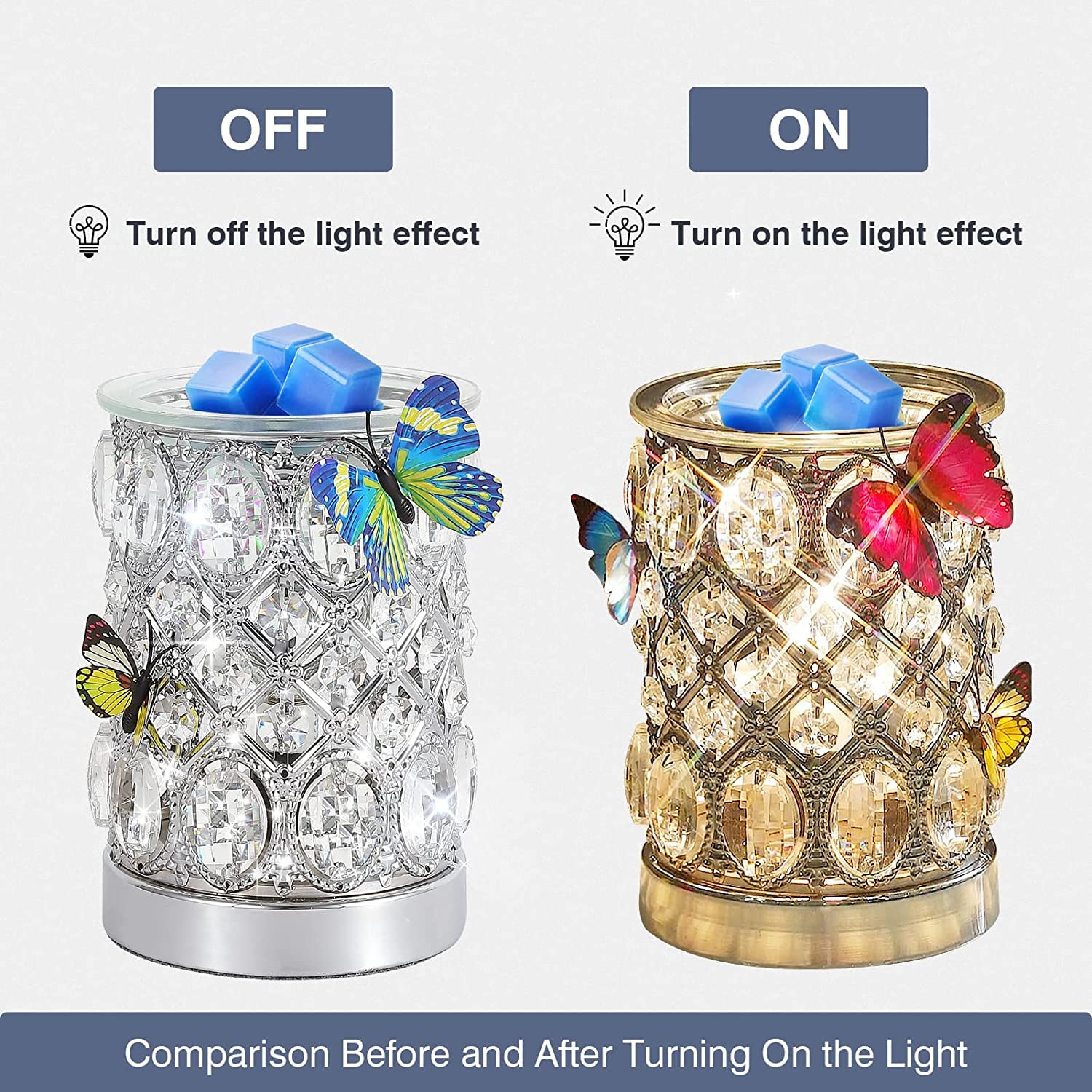 Lampe d'aromathérapie Cristal électrique brûleur à mazout cire fondre brûleur arôme lampe chauffe-bougie fondeur arôme brûleur à mazout creux veilleuse lampe à huile pour cadeau pour l'étude de salon