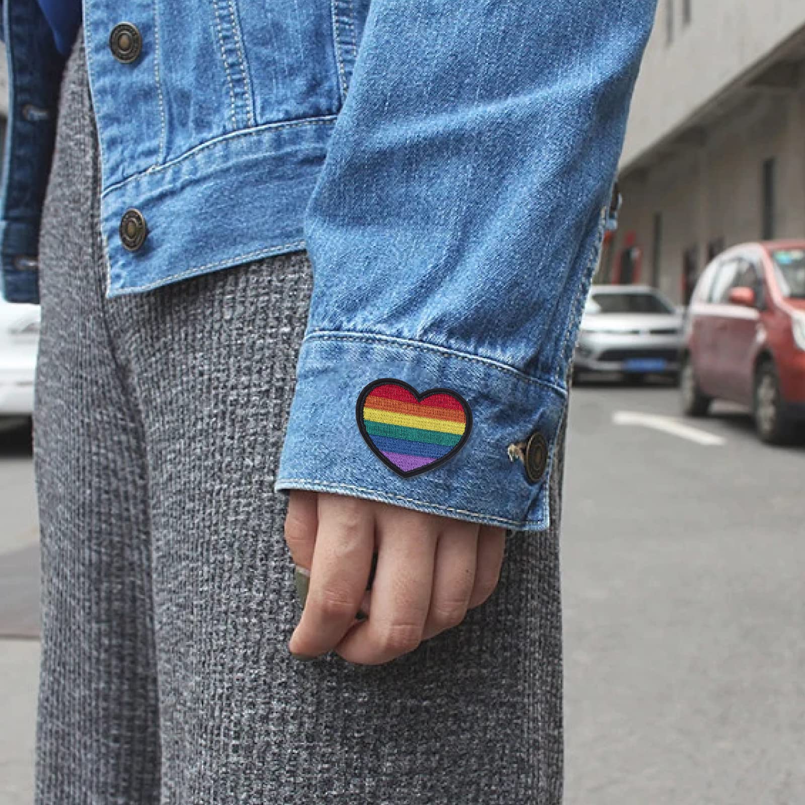 Iron On Patches Rainbow Heart - LGBTQ Pride Embroidered Appliques For Clothes & Jeans Rainbow Pride Heart Embroidered Patches LGBTQ - Foto 9