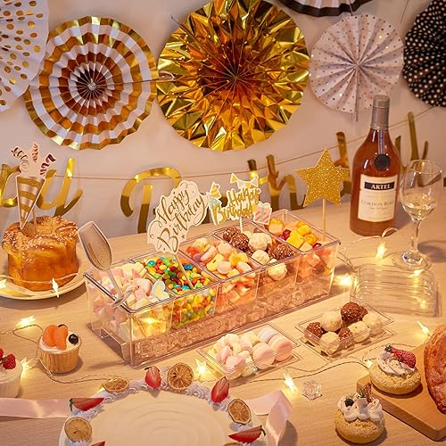 Miniatura 9 de Lifewit Bandeja de condimentos enfriada con hielo con 5 recipientes (2.5 tazas), servidor de condimentos con tapas separadas, bandeja para servir