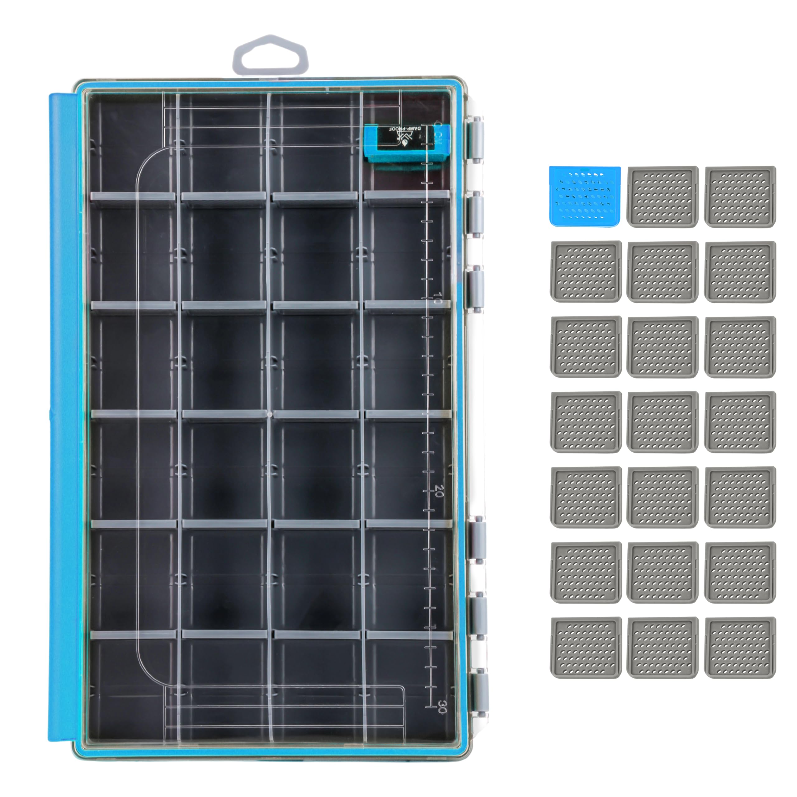 RUNCL Caja de aparejos de pesca impermeable, 1 unidad, azul, 3700