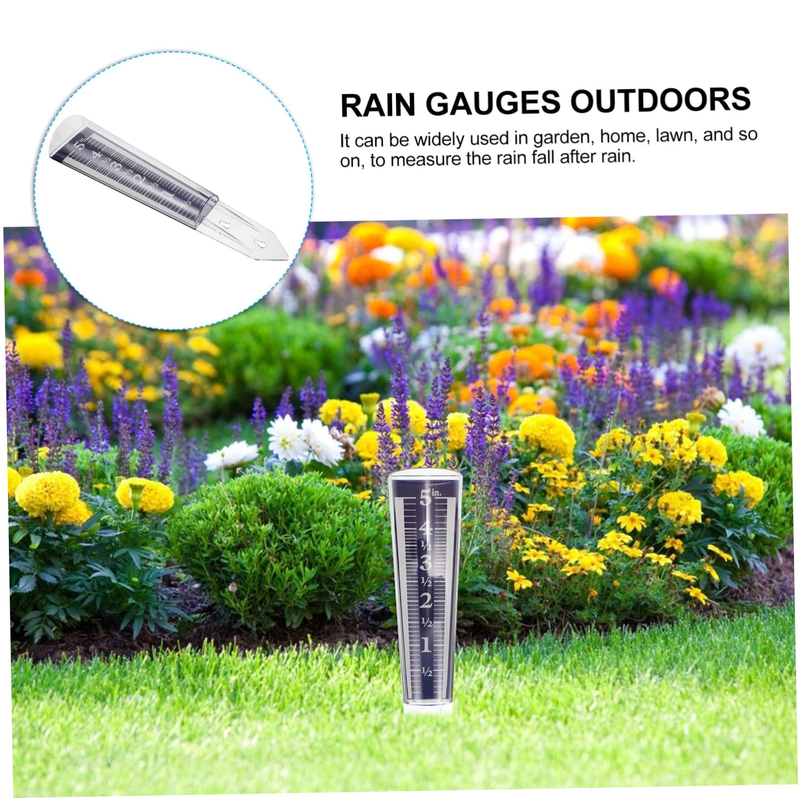 INOOMP 5stücke Transparentes Regenmessgerät Mit Erdspieß Präziser Niederschlagsmesser Für Garten Und Außenbereiche Messrohr Genauen Regenmessung Installieren Für