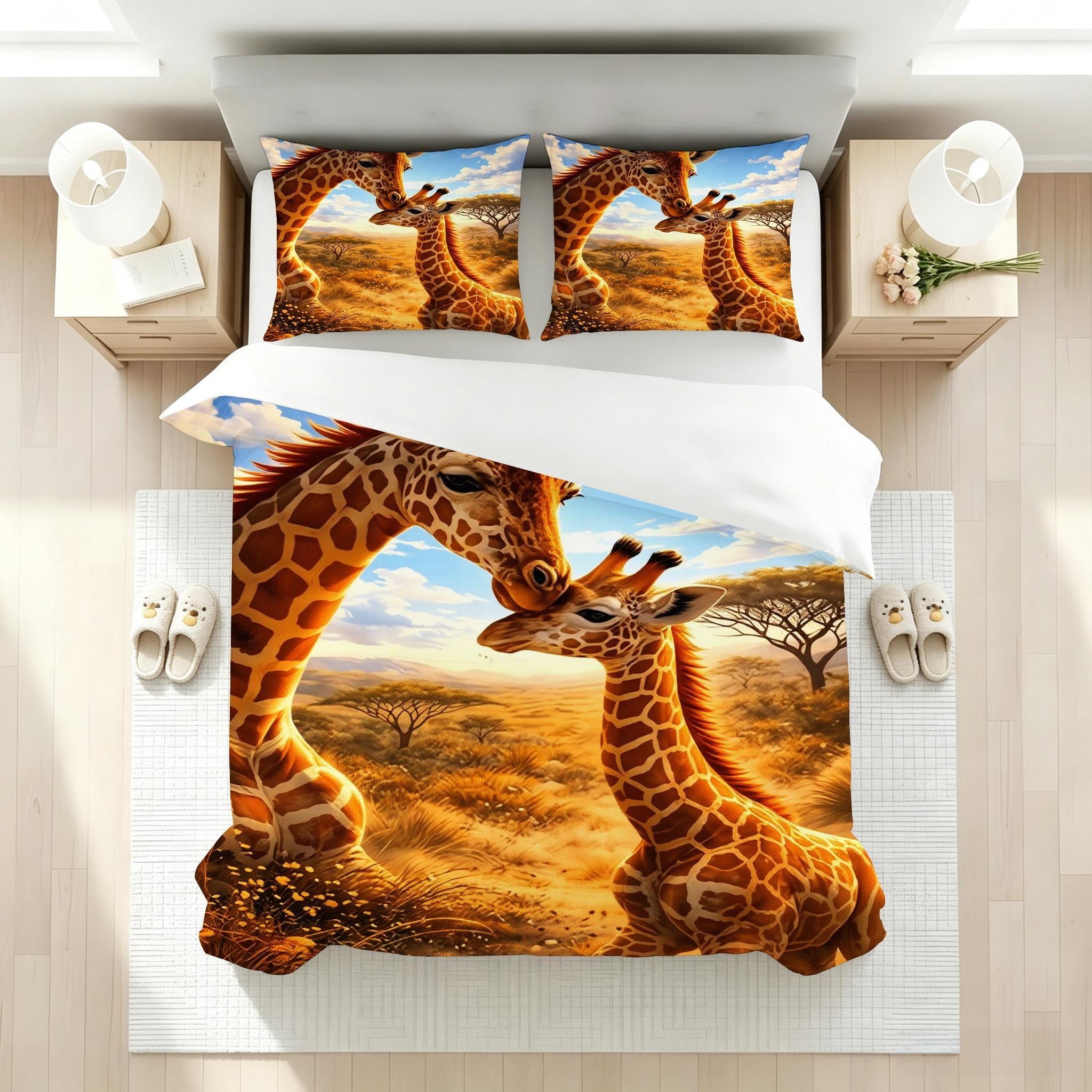Copripiumino Matrimoniale Giraffa Gialla 260x240, ZW1824