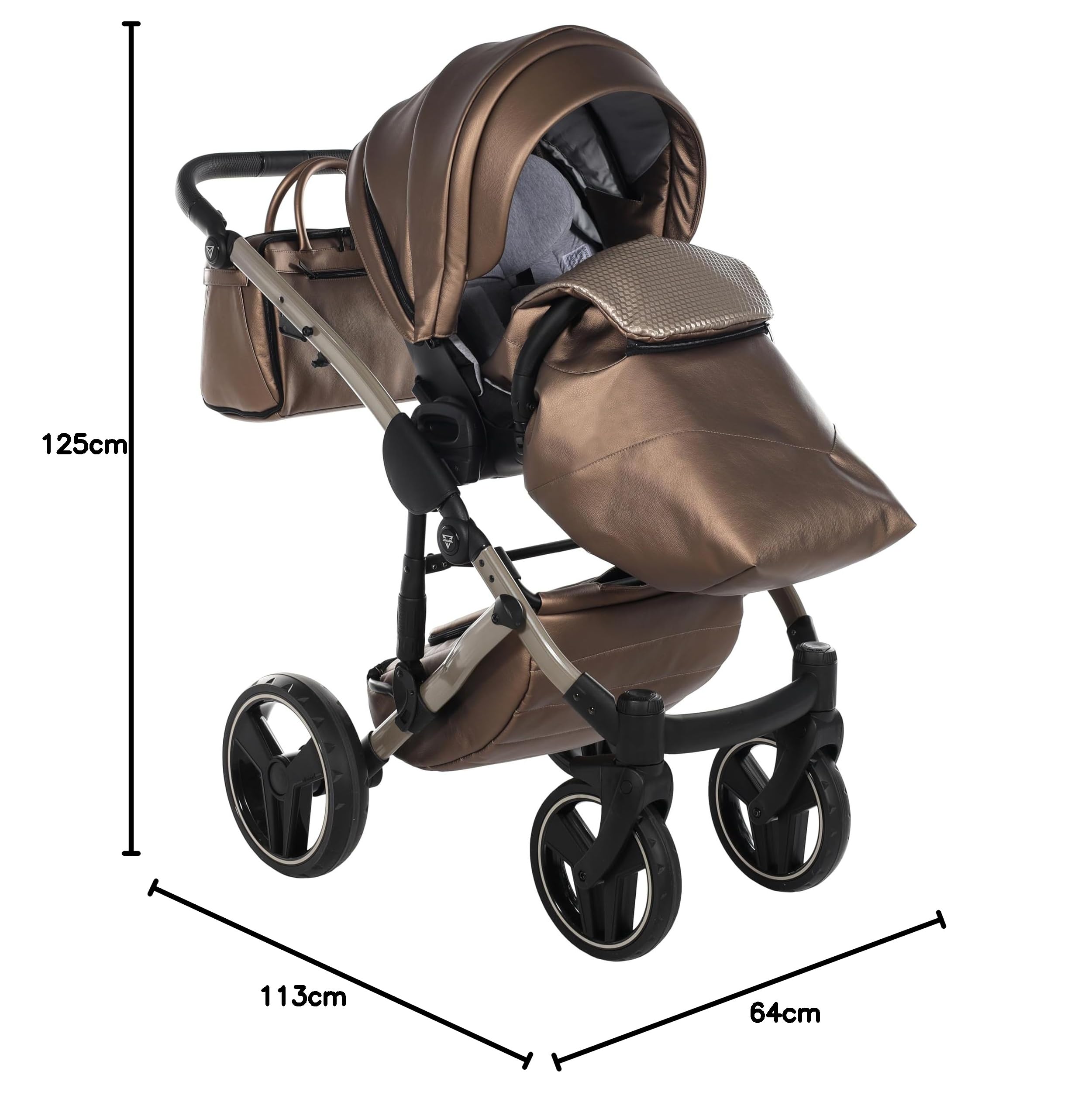 Junama Passeggino TRIO Diamond Fluo 03 Marrone - 2in1 3in1 4in1 + ombrellino (2 in 1 con Adattatori)