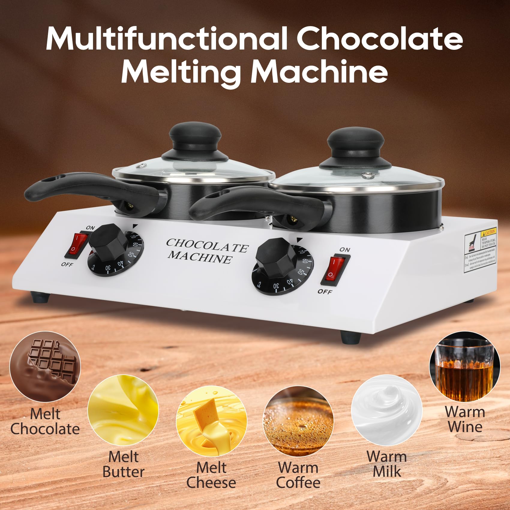 Magula BNM007 Machine à fondre le chocolat électrique pour faire fondre rapidement et uniformément le chocolat, les bonbons, le beurre, le café, le lait, le vin (double)