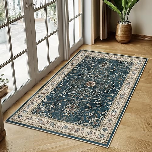 Miniatura 41 de Alfombras Redondas Beige de 4 pies, Alfombra Circular Pequeña Antideslizante Lavable de Pelo Bajo y Fina para Entrada, Cocina, Comedor, Alfombra