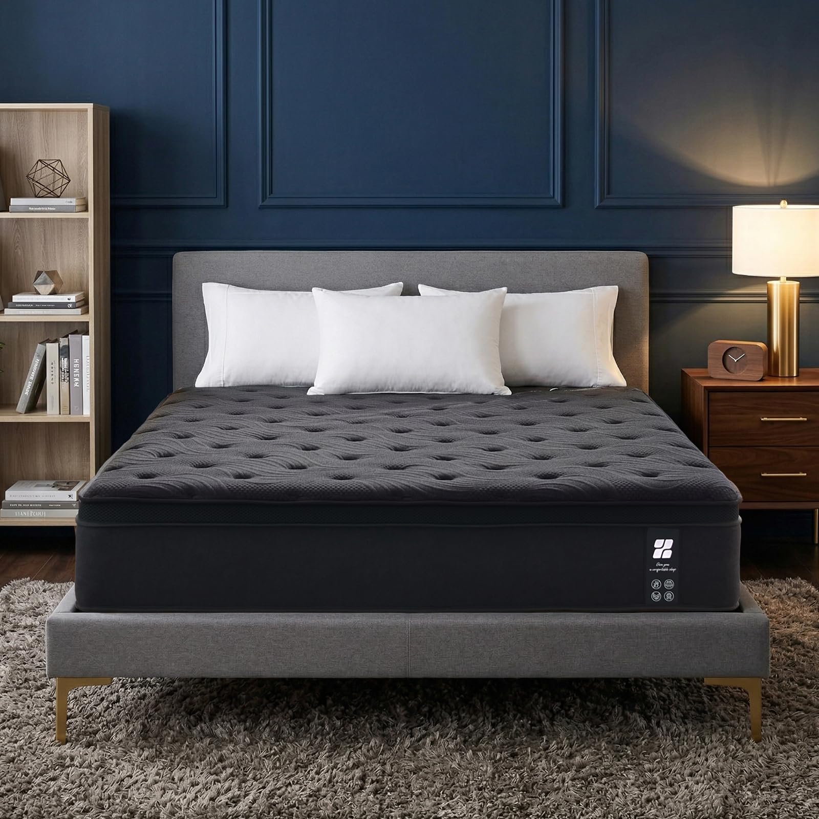 Profus 14 Inch Queen Mattress, Memory Foam Mattress in a Box with Memory Foam &amp; Pocket Springs for Motion Isolation, Queen Size Mattress Relieve Pressure with Medium Support, CertiPUR-US Certified