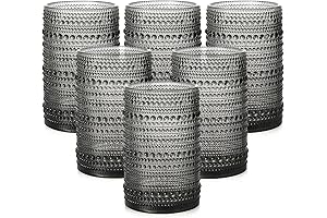 Vintage Glassware Drinking Glasses Set of 6, 15 oz Hobnail Glass Cups