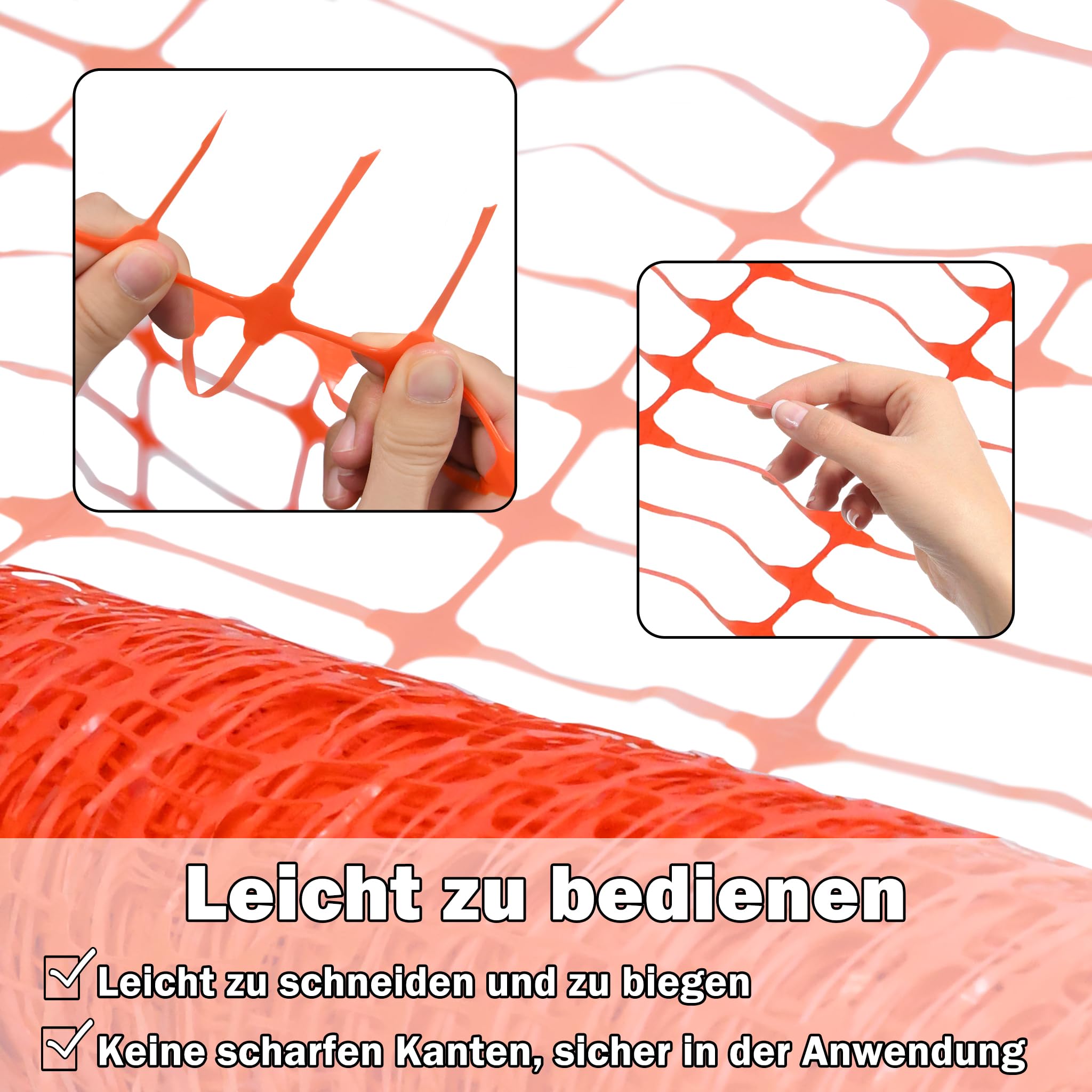 UISEBRT Valla de plástico de protección, valla de seguridad, red de advertencia, valla de limitación, valla de jardín, flexible, color naranja, 1 x 80 m