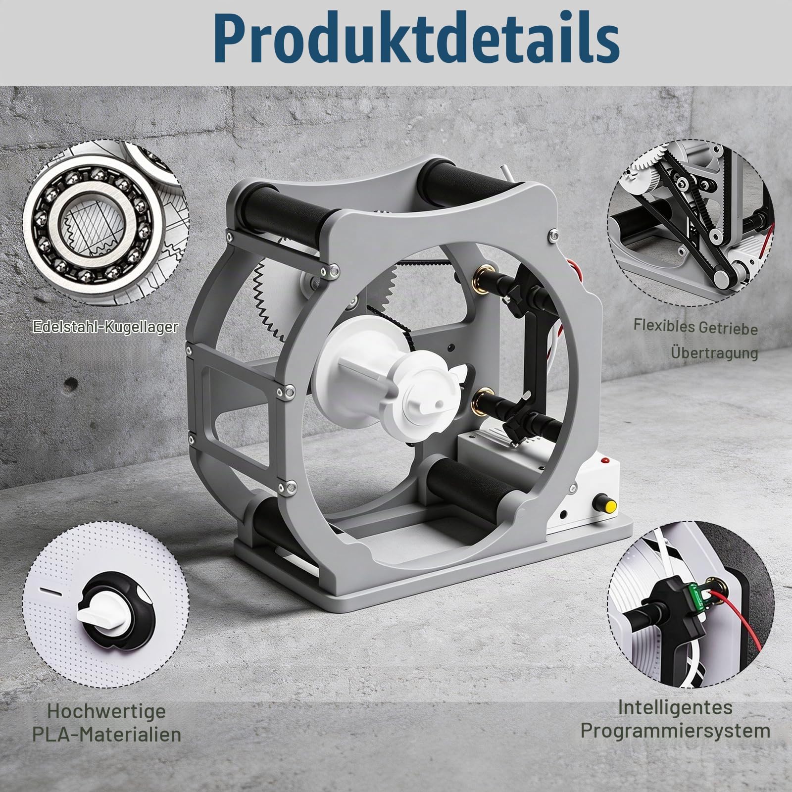 3D Industrial Filament Respooler, Elektrischer Filament Spulenwickler Mit Intelligenter Start Und Stoppfunktion für 1kg Spulen Sauberes Verwicklungsfreies Aufwickeln für PLA PETG ABS TPU Nylon