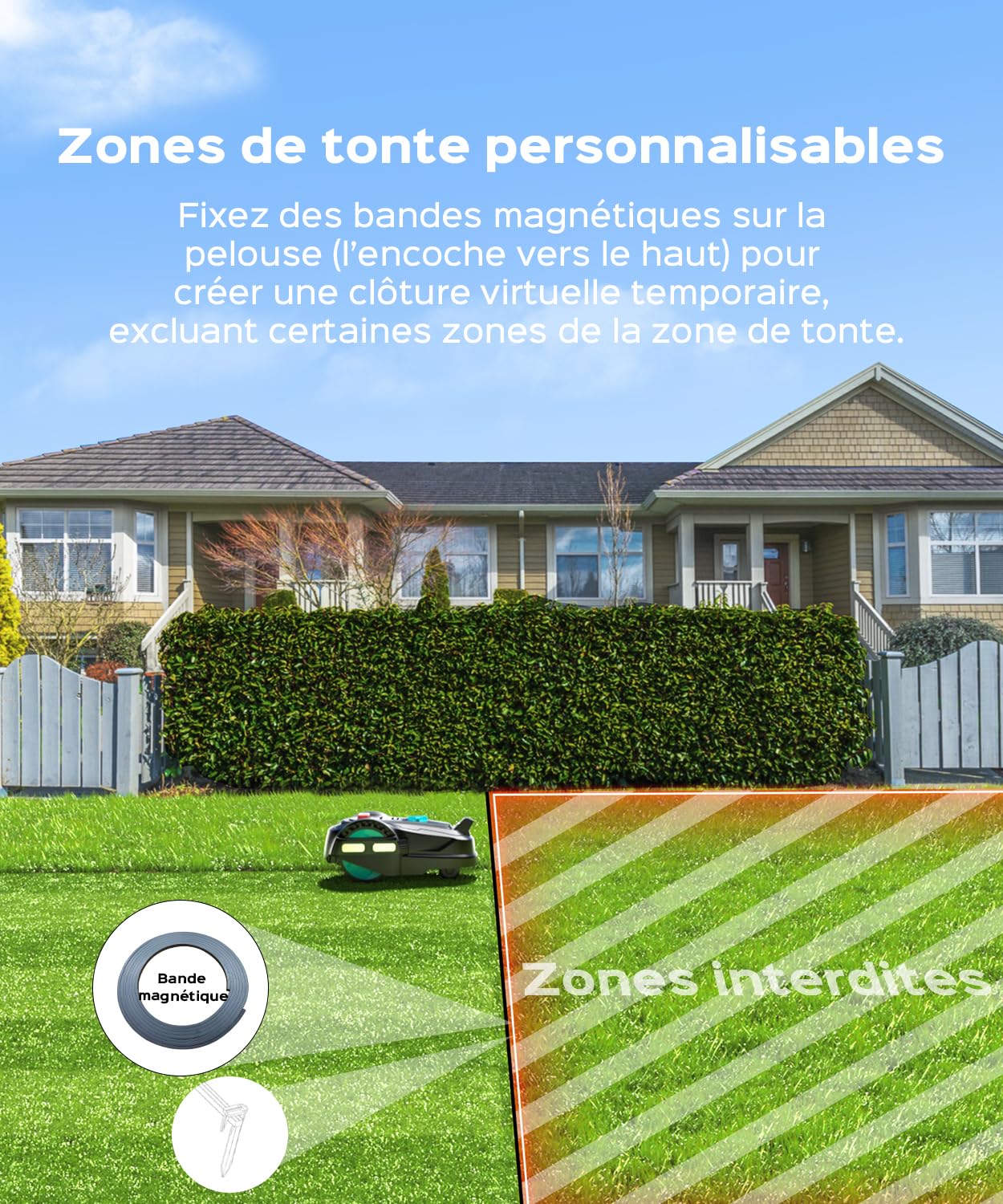 YARDCARE M800Plus Robot Tondeuse sans Fil Périphérique,Positionnement GPS + 3D Vision, Tondeuse Robot sans Câble,800 m²,Mode de Tonte en U, App,Détection de 150 Obstacles,Noir Pétrole