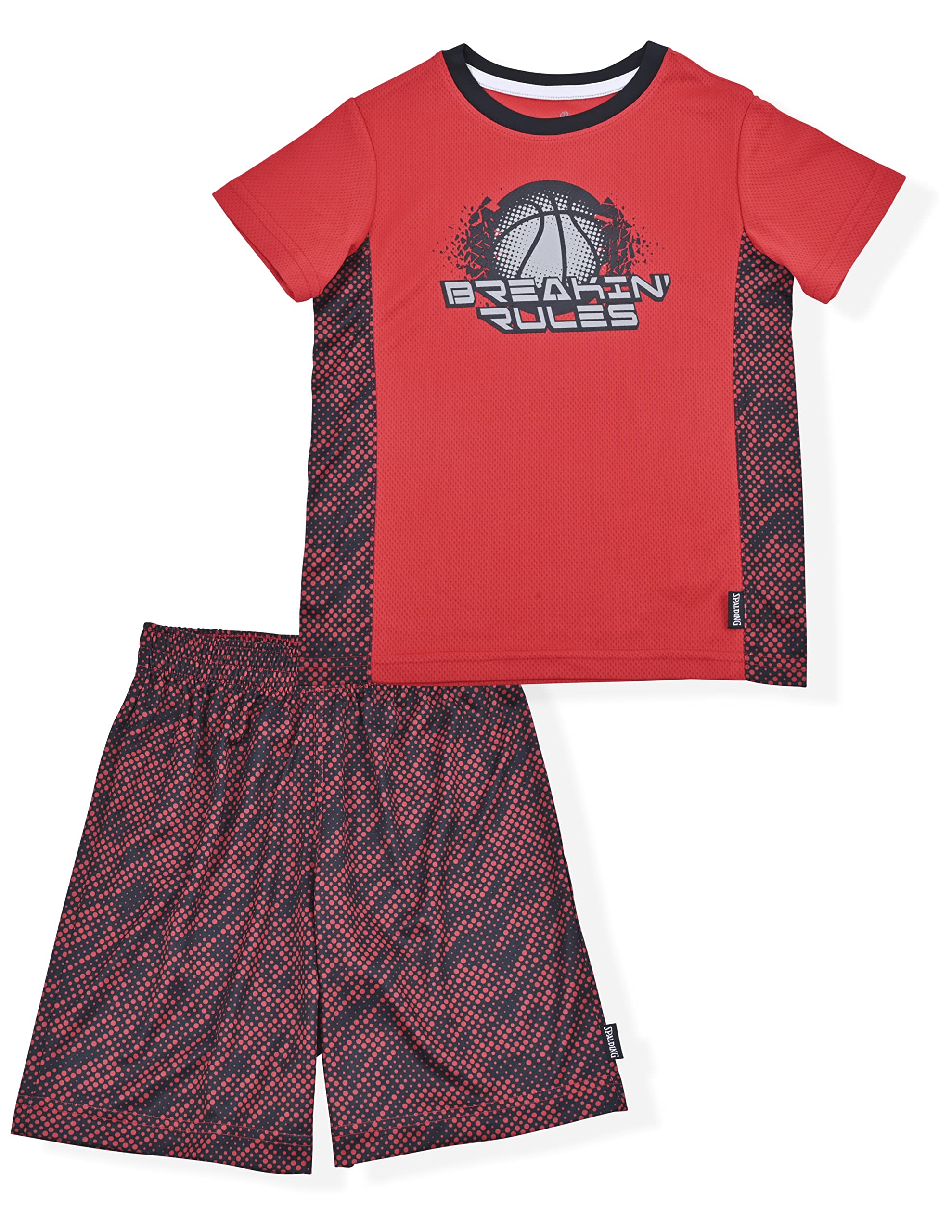 SpaldingBoys Athletic Graphic Crewneck T Shirt Short Seeve Top and Shorts Gym Set