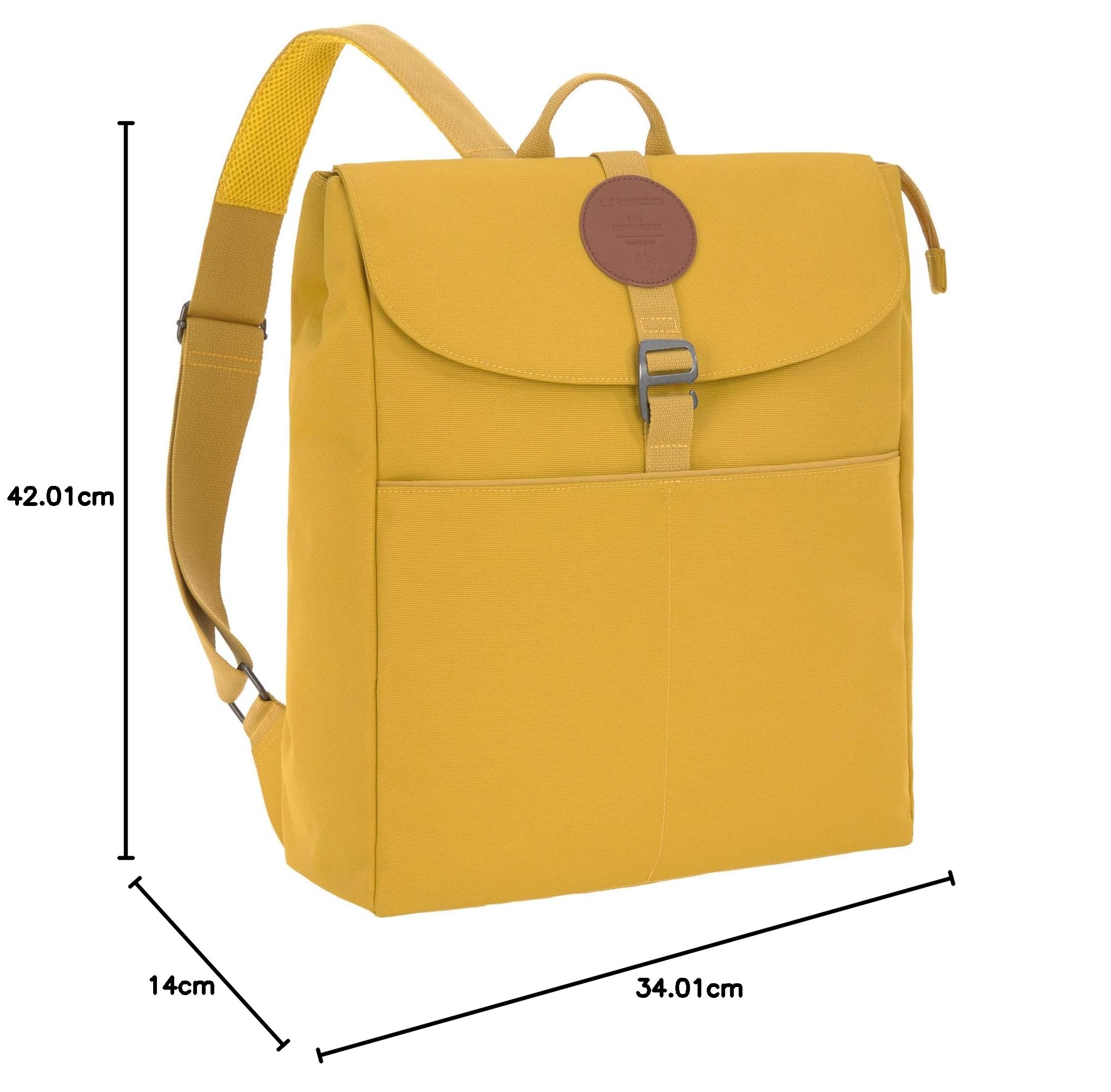 LÄSSIG Baby Wickelrucksack Wickeltasche Babytasche stylische Tasche inkl. Wickelzubehör/Backpack Adventure lemon curry