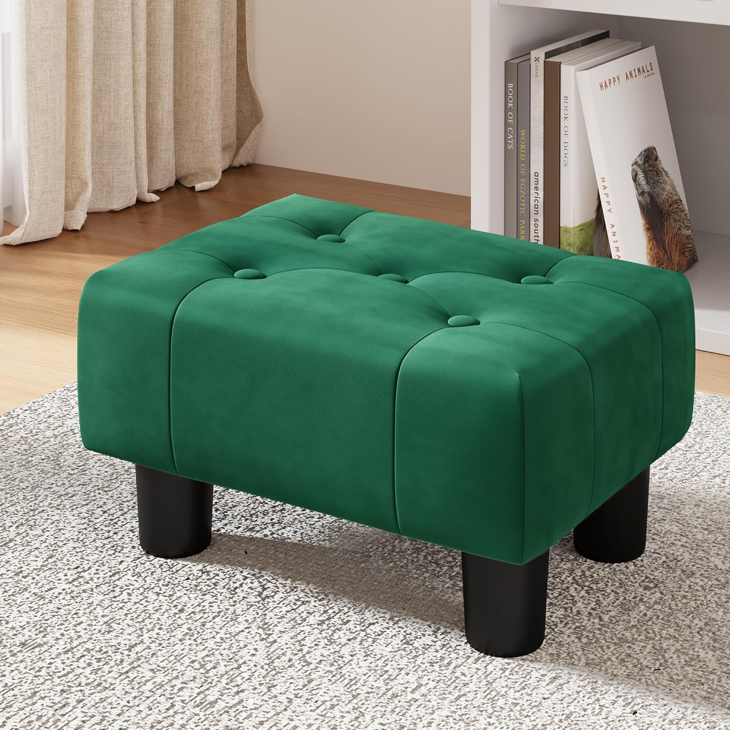 Amazon.com: LUE BONA Small Tufted Foot Stool, Velvet Ottoman Elegant ...