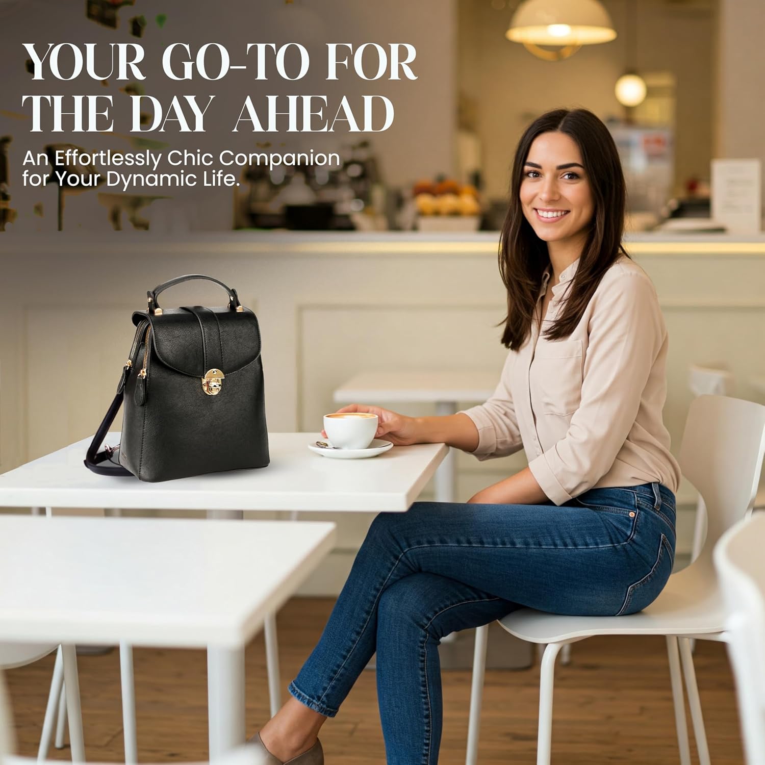 rofozzi Structured Vegan Leather Backpack Purse for Women - Back Pack Purses Women – PU Faux Leather Backpack Handbags (Black) - Image 9