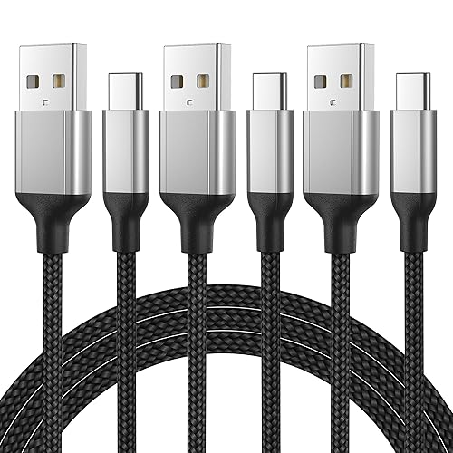 Cable de carga USB C de 2 pies 3A, paquete de 3 cables de carga USB A a tipo C, cable de carga rápida para automóvil, cable trenzado de 2 pies USB C