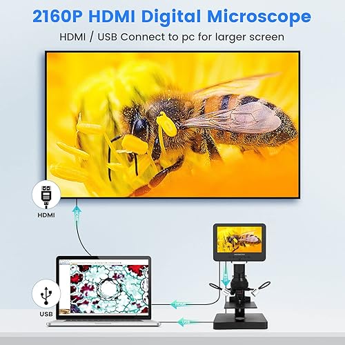 Miniatura 3 de Andonstar AD246SP 4000X UHD 2160P HDMI Microscopio digital para kit de microscopio biológico, microscopio de soldadura PCB para reparación de