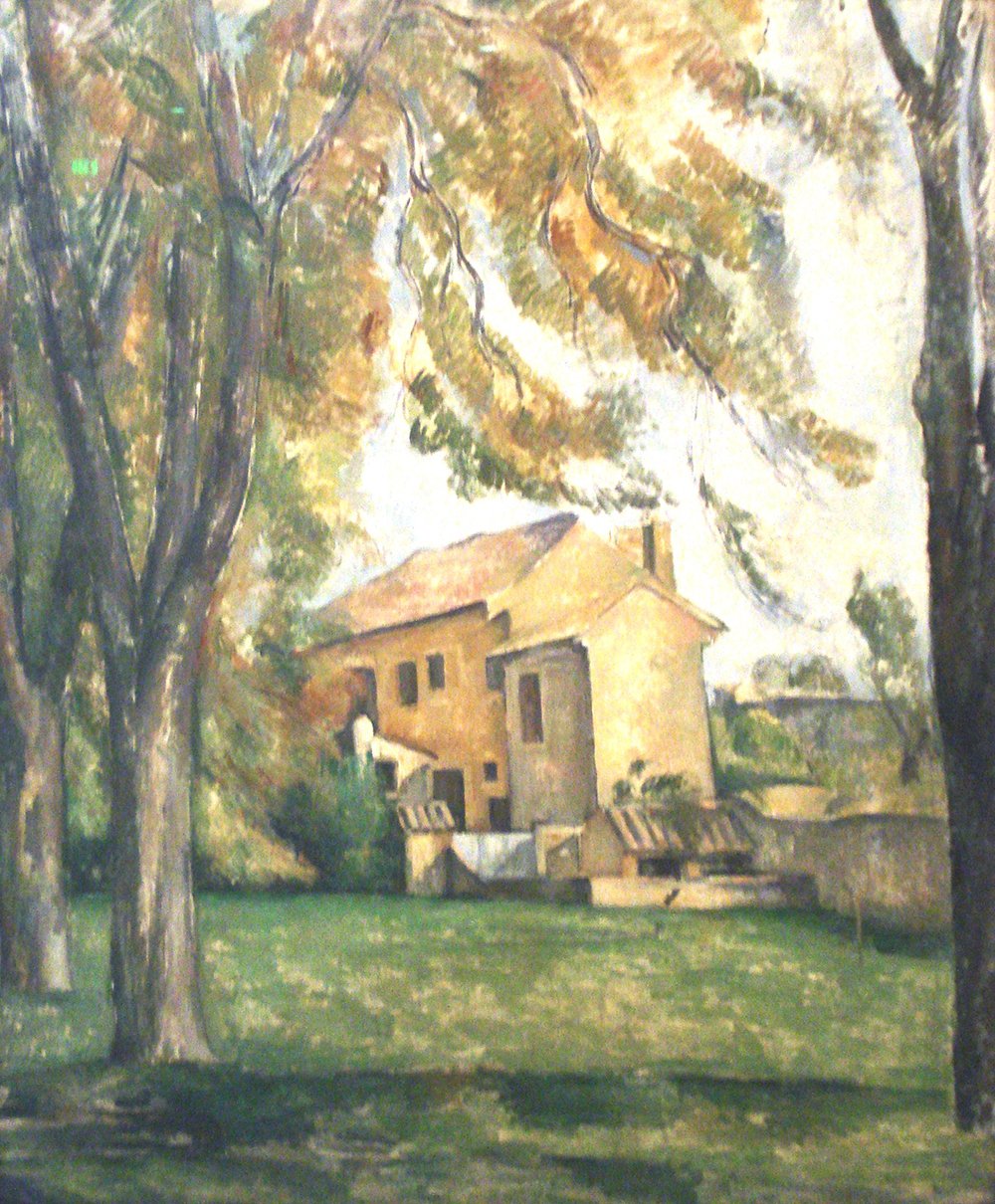 Œuvre Paul Cézanne Farmhouse and Chestnut Trees grand format contre les reflets