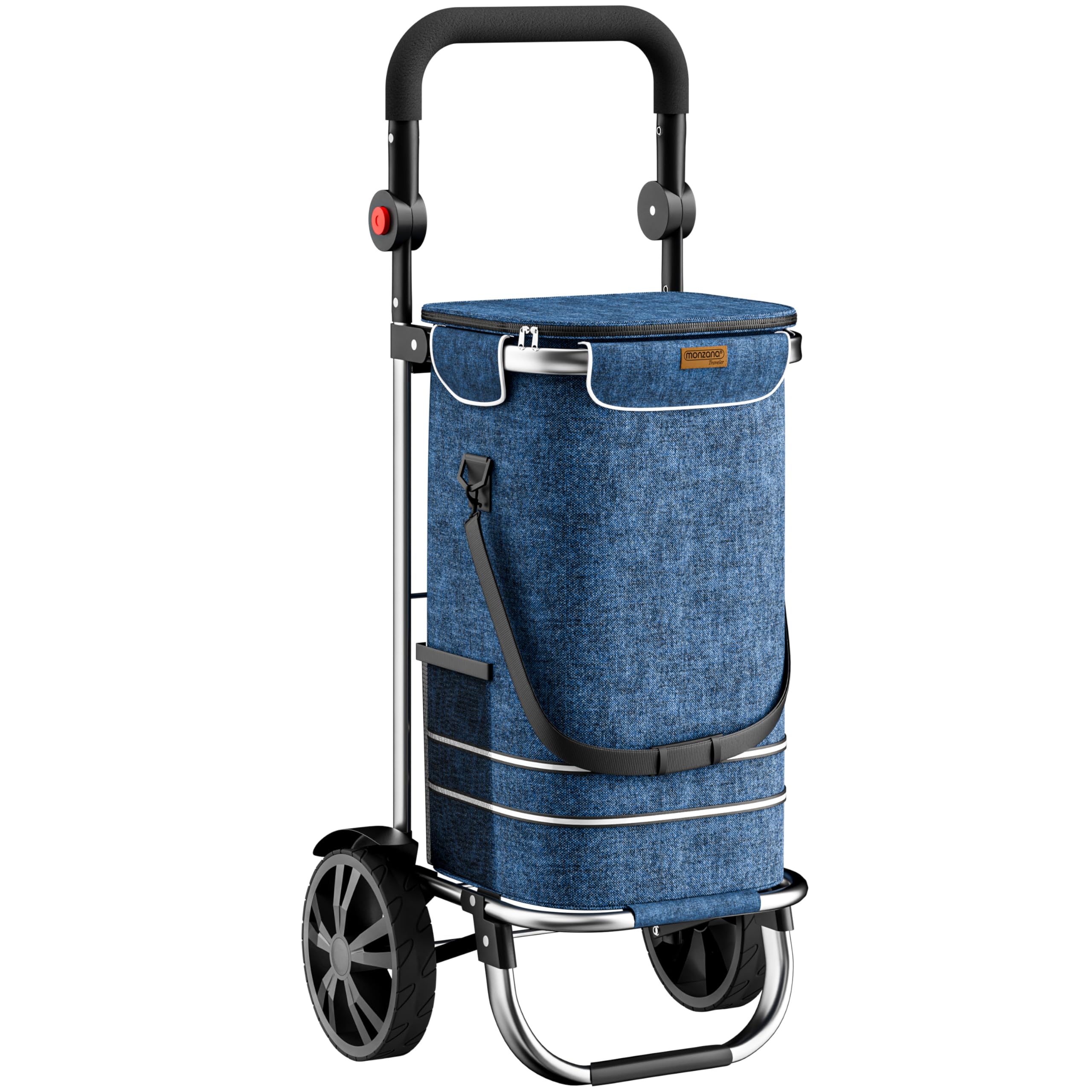 Carrello Della Spesa Pieghevole 3in1 - 56L, Fino A 50kg, Con Borsa Termica, Trolley Blu Per Supermercato E Viaggi