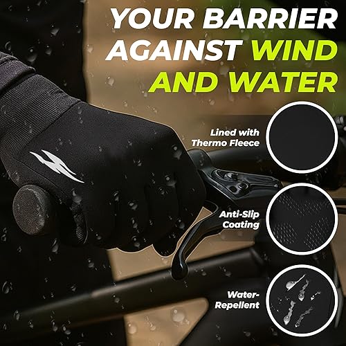 Miniatura 2 de WESTWOOD FOX Guantes térmicos de invierno resistentes al viento, guantes de correr para pantalla táctil, guantes de ciclismo de silicona