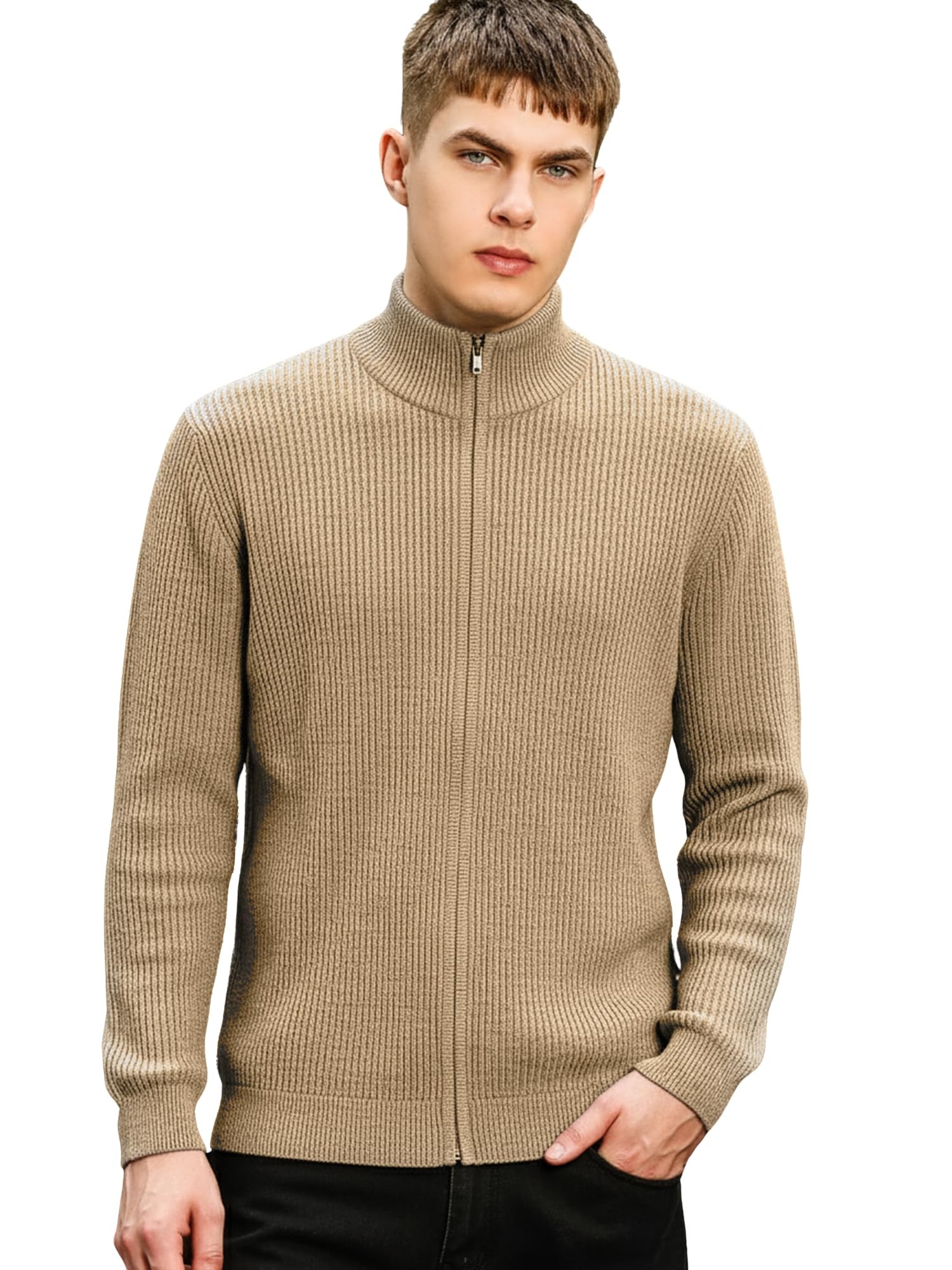 maniac || Mens || Solid Texture || High Neck || Full Sleeve || Full Zipper || Cotton || Jacket-picture-27