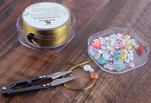 Vista 46 de KONMAY Cuerda de nailon negro de 0.024 in con estuche para pulseras, cordón de satén de nailon trenzado de 190 yardas para fabricación de joyas