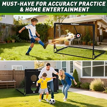 Soccer Goal, 2 Pack of 4x3ft Kids Soccer Goals Set for Backyard, Portable Pop-Up Soccer Net Training Equipment with Ball, Pump, Cones, Targets & Carry Bag for Outdoor Sports & Games