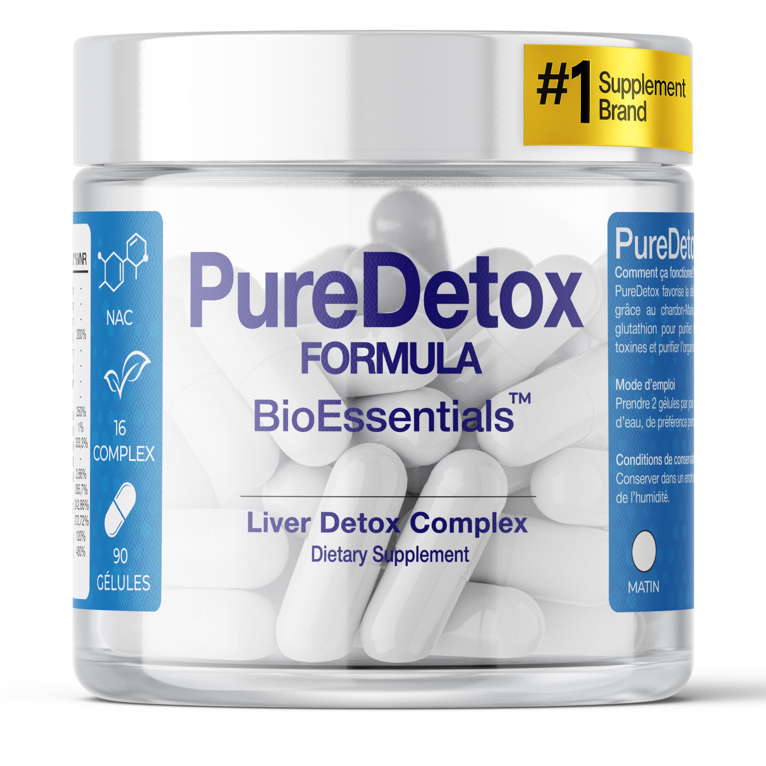 PureDetox – Complexe Détox & Soutien Hépatique – Chardon-Marie 300mg 91% Silymarine – Bien-être Quotidien & Antioxydant – L-Carnitine + Artichaut – 60 Gélules Végétales
