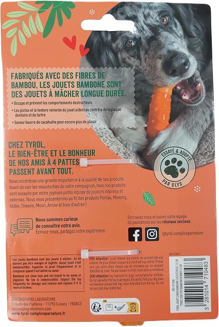 Foto 3 de 4 de TYROL - Juguete de Perro de bambú - Juguete para Perro - Masa de Dientes y encías - con Fibra de bambú y Goma