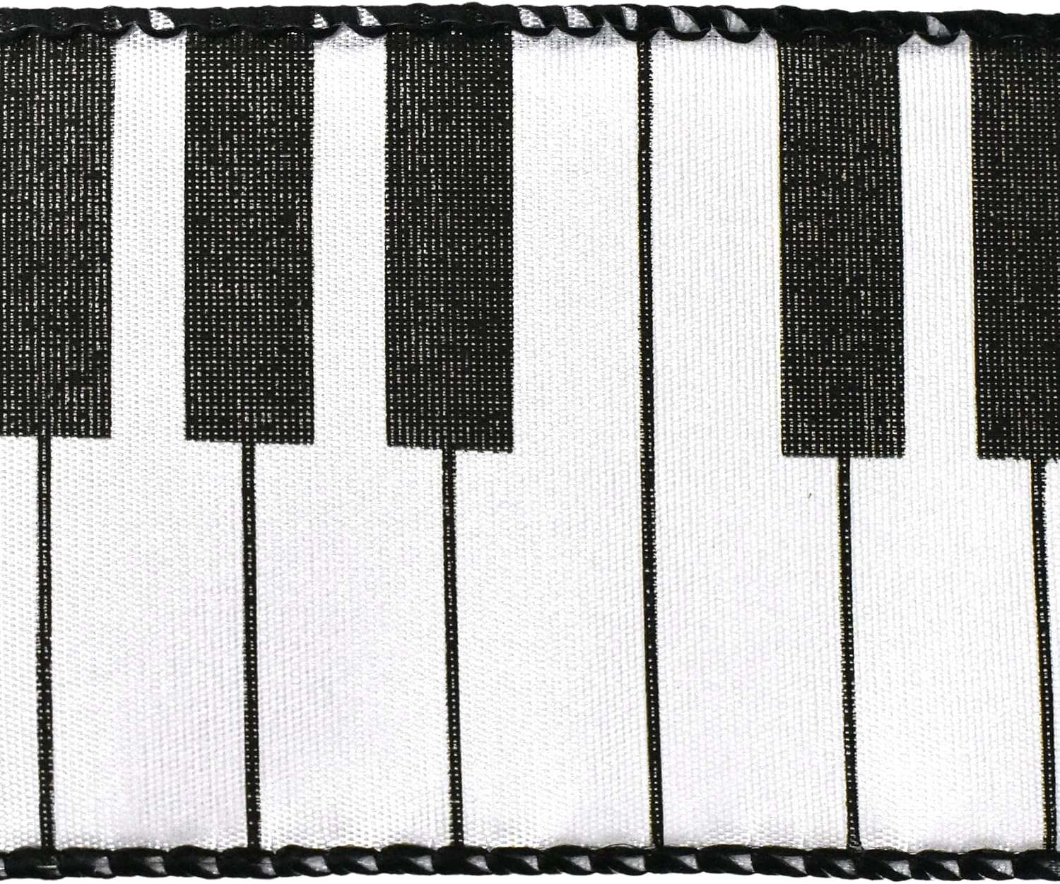 Homeford Piano Keys Musical Wired Ribbon, 2-1/2-inch, 10-Yard, White