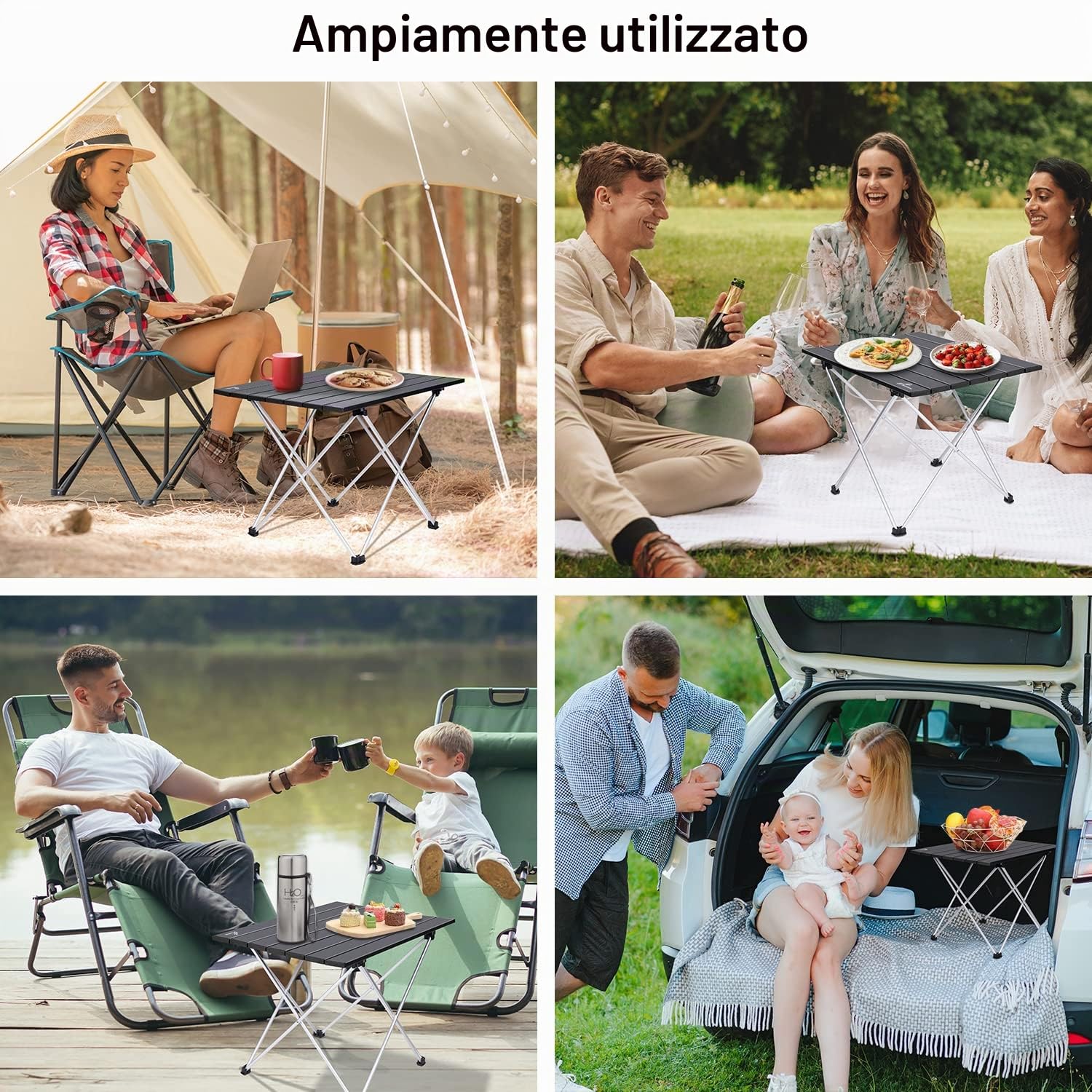 Sportneer Tavolo da Campeggio Leggero, Pieghevole in Alluminio Portatile con Valigetta e Borse di stoccaggio, Tavolino per all'aperto per Picnic, Campeggio, Spiaggia, Escursionismo, Viaggi, Pesca, S