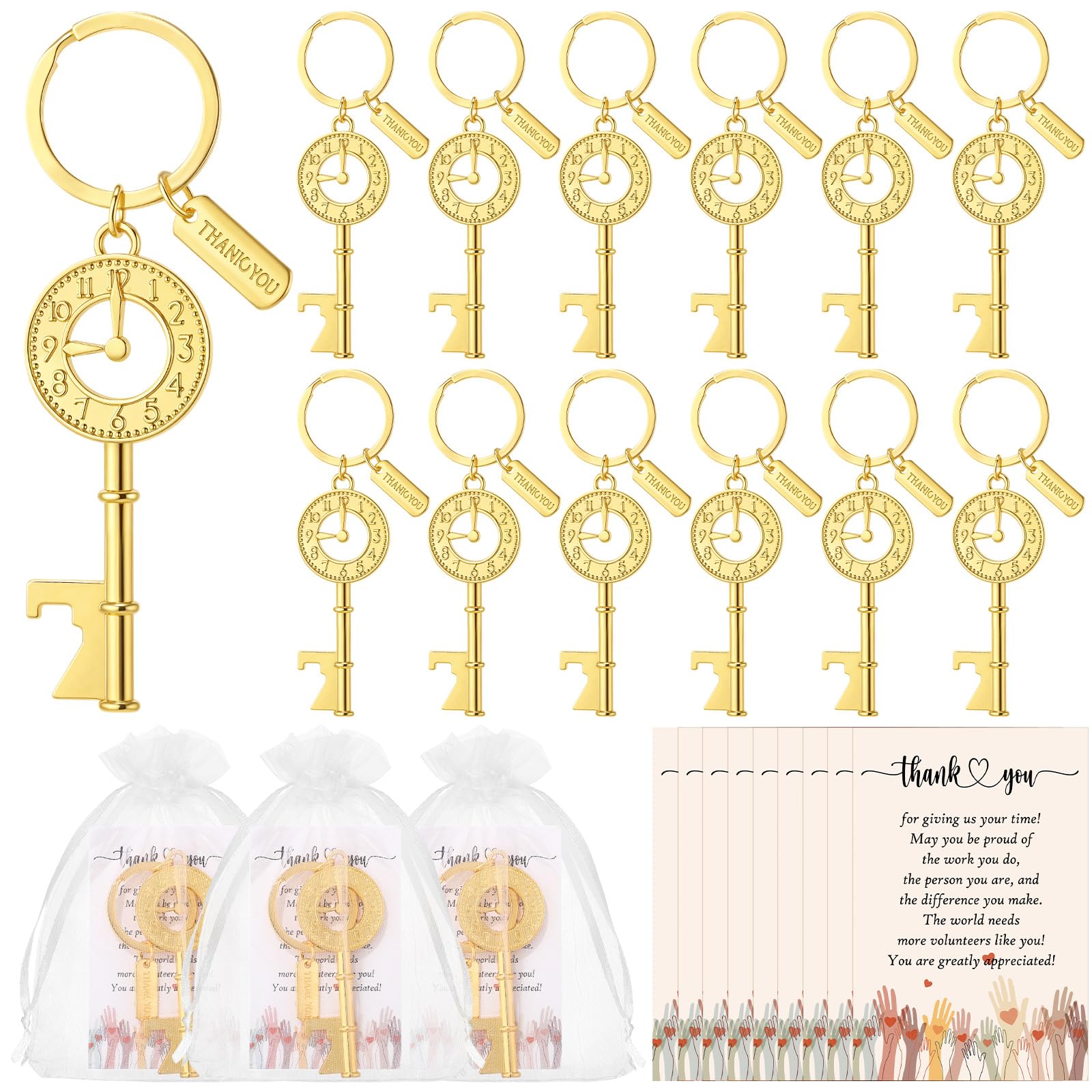 Porte-clés horloge décapsuleur avec cartes et sacs Tondiamo x25
