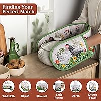 Vista 4 de Maison d' Hermine - Guante de horno doble de 7 x 35 pulgadas, con bucle, 100 % algodón, resistente al calor, cocinar, sartenes, hornear, microondas