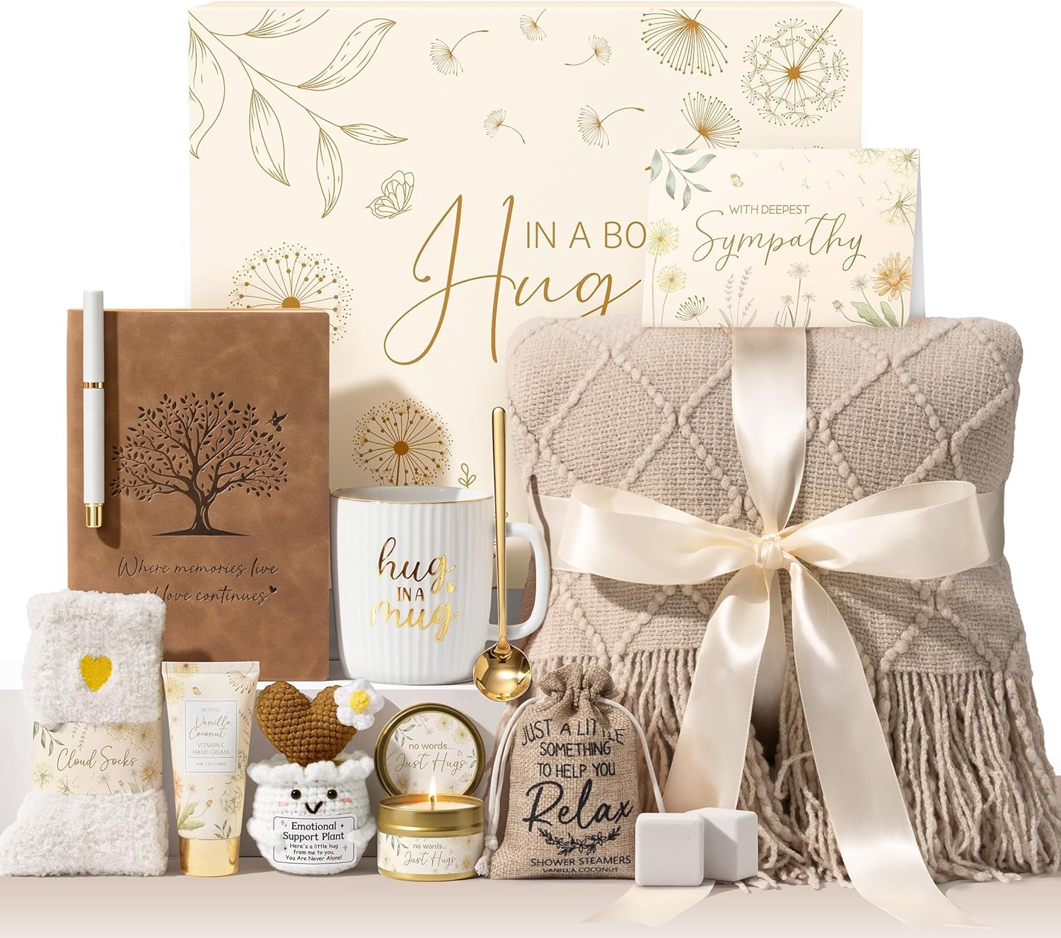 Sympathy Gifts Baskets for Loss of Loved One Mother Father Husband Mom Dad, Memorial Bereavement Grief Condolences Gift Basket for Loss, Hug In A Box Miscarriage Gifts for Mothers Women Care Package