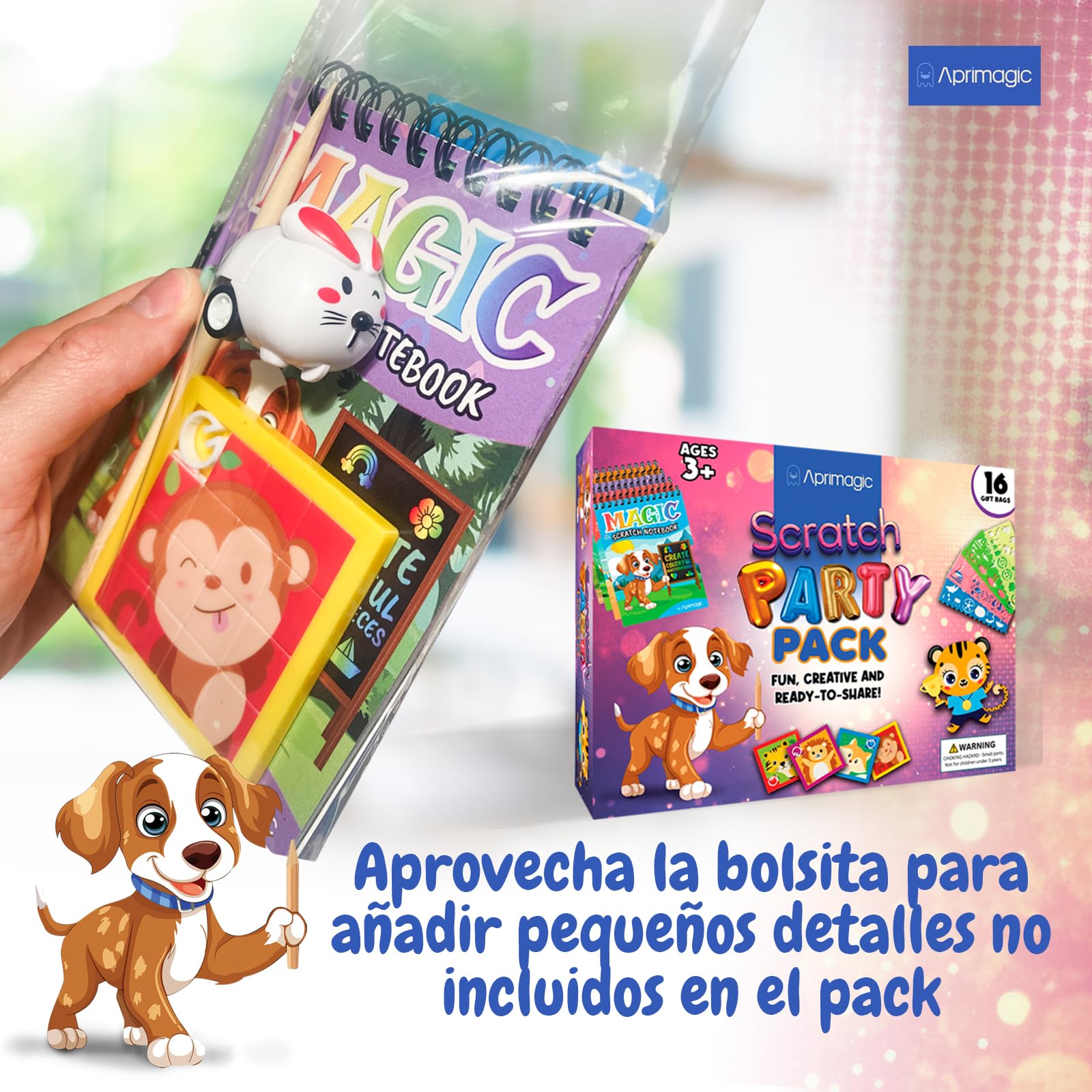 Pack 24 Libretas Scratch, Puzzles y Bolsas de Regalo - Regalos Cumpleaños Niños Colegio - Bolsitas Cumpleaños Infantiles - Detalles Cumpleaños Niños (24)