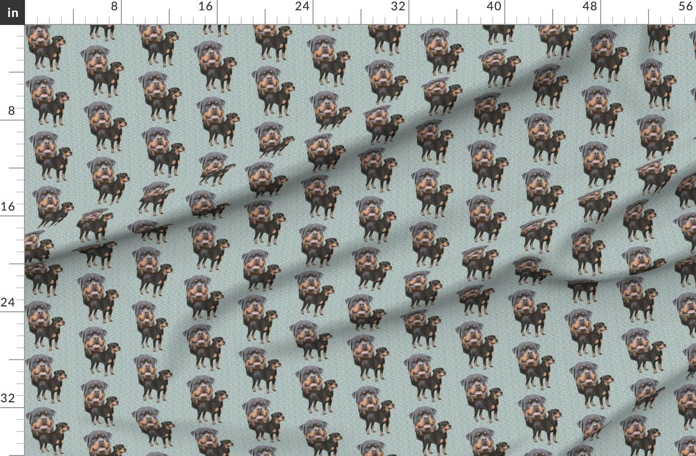 Spoonflower Fabric - Rottweiler Dog Animals Pet Portrait Printed on Polartec(R) Fleece Fabric by The Yard - Sewing Blankets Loungewear and No-Sew Projects