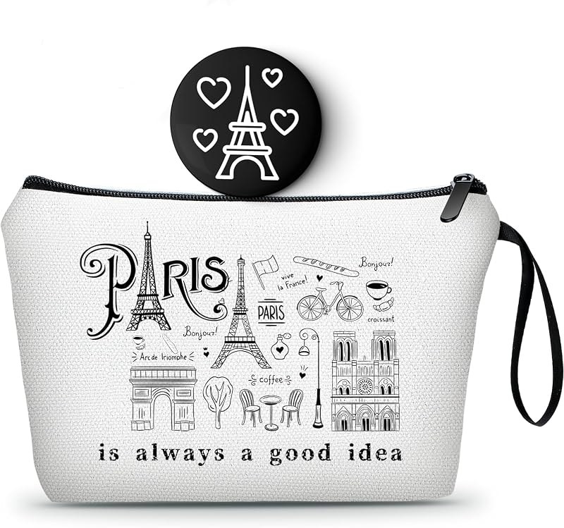 Necessaire de maquiagem SEAMOON com espelho, tema Paris, ZTB