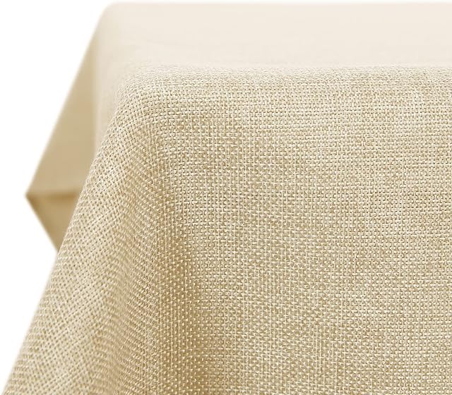 Deconovo Faux Linen Rectangle Water Resistant Table Cloth for Dinning 150x240cm Beige