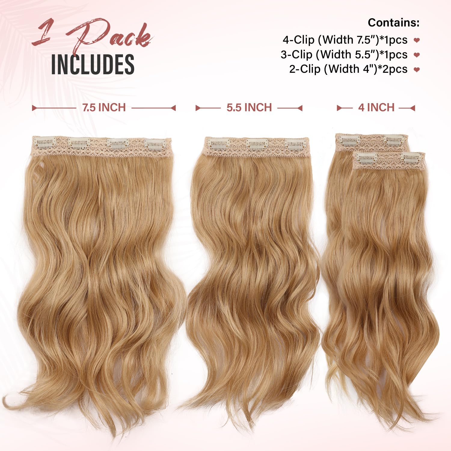 Hair Extensions Clip In - 14 Inch Wavy Synthetic Clip In Hair Extension For Women And Girls (Color: Blonde mix Bleach Blonde) - Image 2
