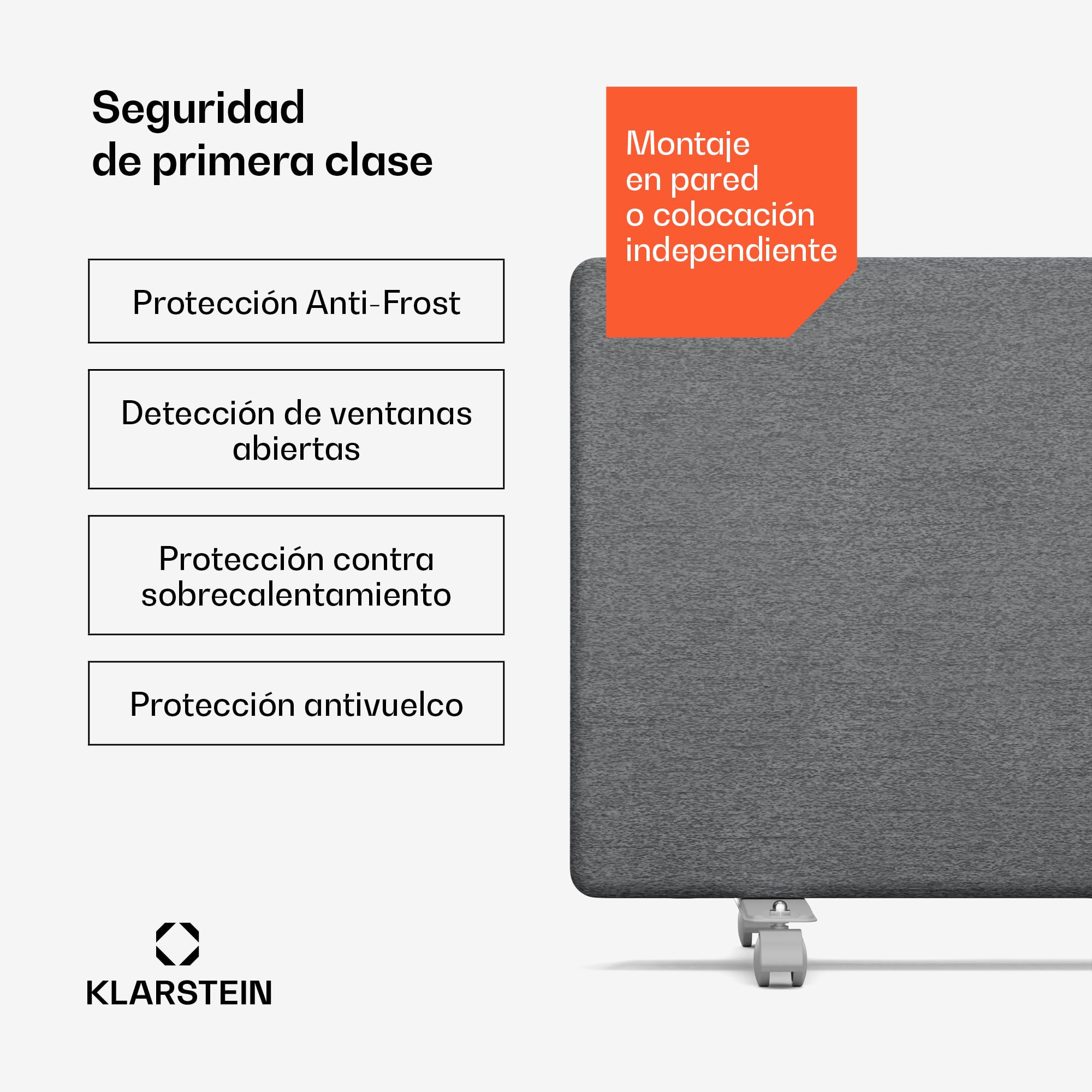 Blumfeldt ThermaTouch Convector Eléctrico - 2000W, Termostato Electrónico, Temporizador 24h, Protección IP24, Montaje en Pared o Independiente, Calefactor Convector para 20 m², Gris