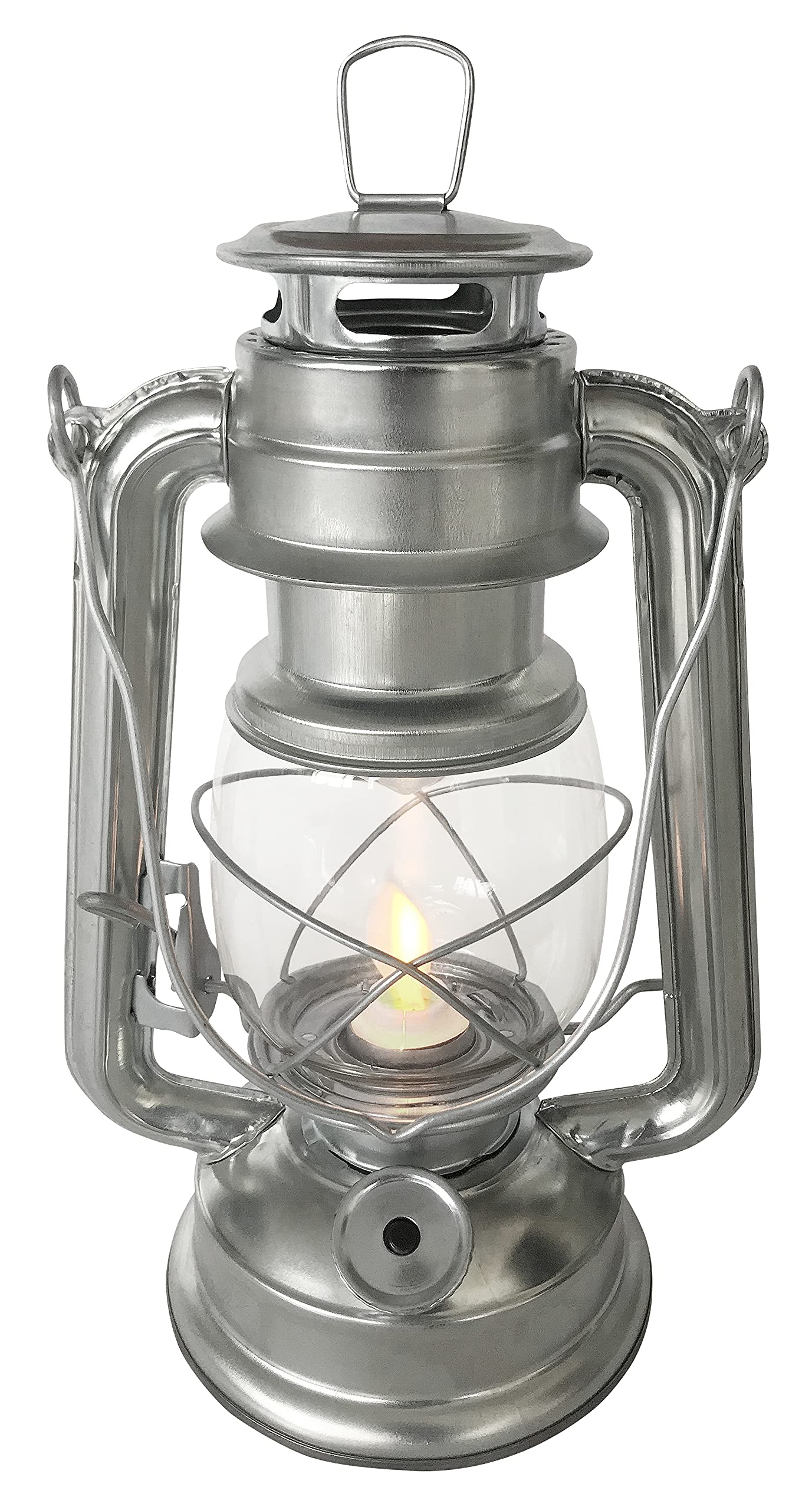 Amtech S8012 Flickering Battery Lantern, Indoor and Outdoor Lamp with 15 LED Lights and Batteries Included, Silver