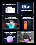 4 en 1 Station de recharge pour Apple, 15W Station de rechargeur sans fil magnétique rapide avec lumière de nuit, support de chargeur sans-fil rotatif pour iPhone COMMISSION ÉCONOMIQUE POUR L'EUROPE Series, iWatch, Airpodes - Accessoire de voyage
