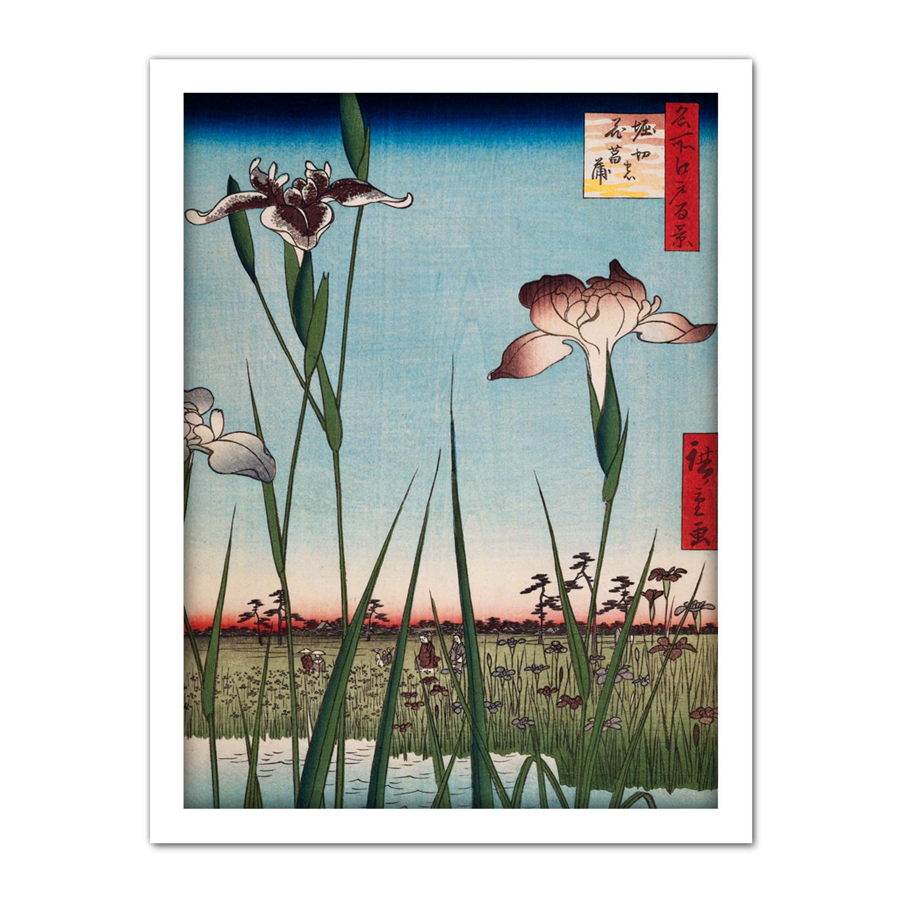 Artery8 Hiroshige Irises In Horikiri Japanese Plants Artwork Framed Wall Art Print 18X24 Inch