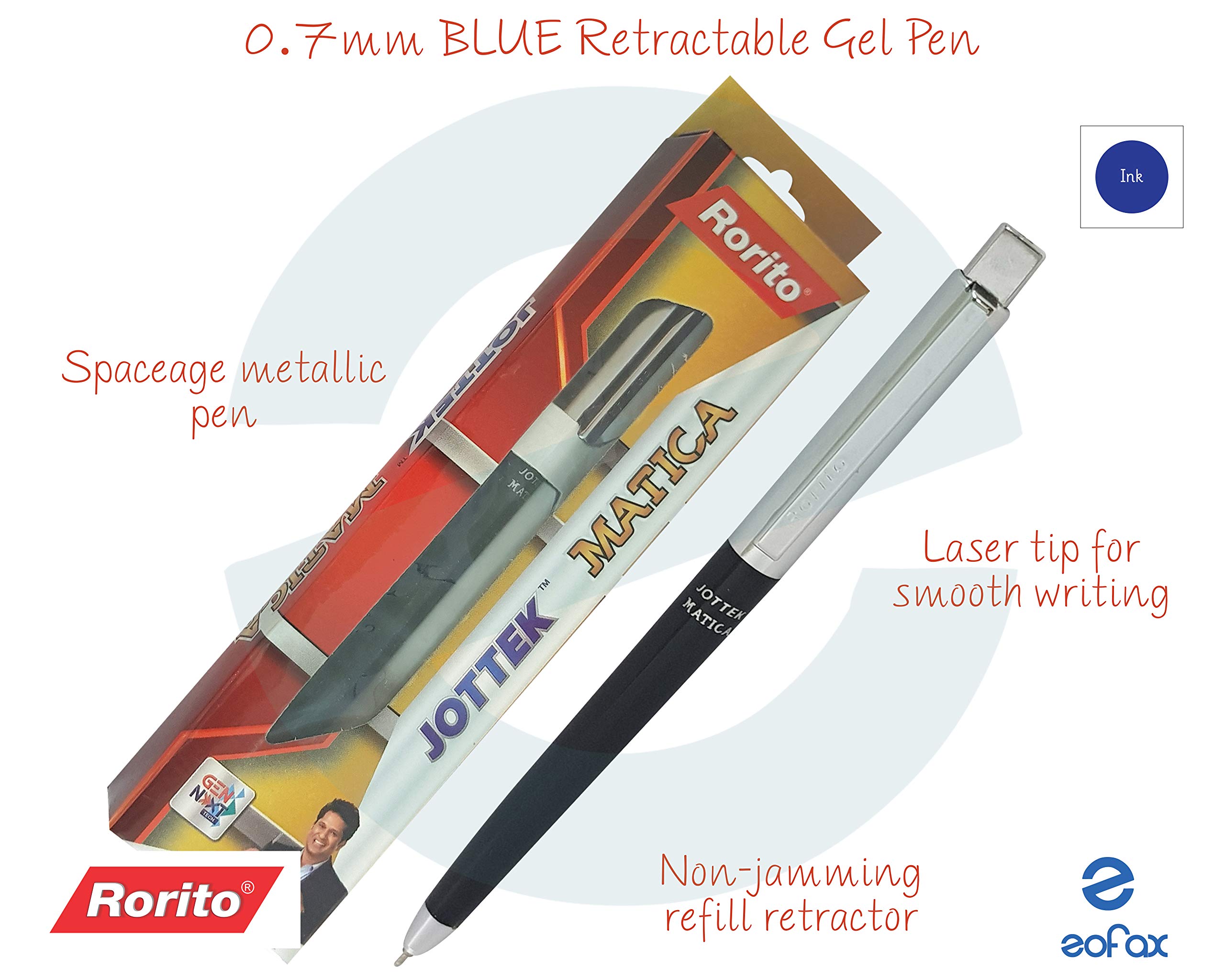Rorito0 7mm Laser Tip Jottek Matica Blue Retractable Ballpoint Pen