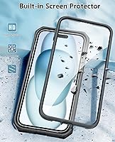 Vista 2 de FNTCASE Funda para iPhone 15 Plus: protección contra caídas Funda resistente con clip para cinturón y soporte de grado militar con textura mate TPU