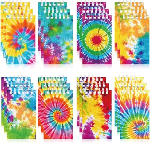 Nezyo 24 mini cuadernos de teñido anudado de 2.36 x 3.94 pulgadas, bloc de notas de bolsillo pequeño, mini bloc de notas en espiral, cuaderno