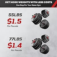 Vista 8 de Mancuernas ajustables, juego de pesas libres de 55/77 libras, juego de mancuernas 4 en 1 utilizado como barra, Kellebell, soporte de levantamiento