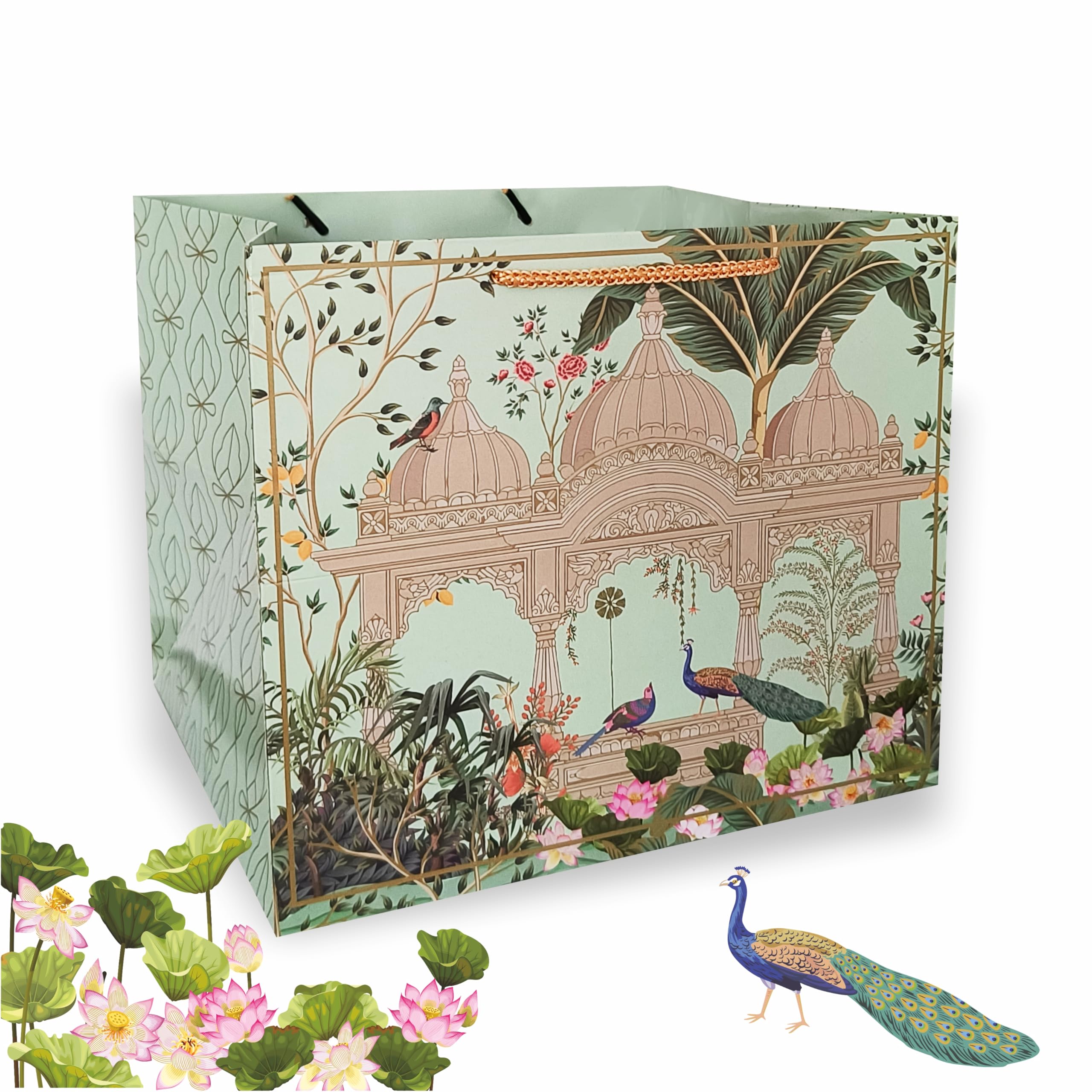 VESTTA -ELEGANCE REDEFINED Gift Bag for Sweets, Cakes, Return Gifts, Large, 8.5 (H) x 9 (B) x 10 (L) Inches, Vintage Design, for Diwali, Weddings, Birthdays, Eid with Gift Tags (10)-image-44