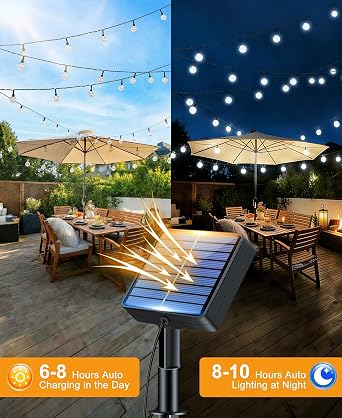 btfarm Solar String Lights Outdoor Garden,12.5M/41FT 50 LED Garden Lights