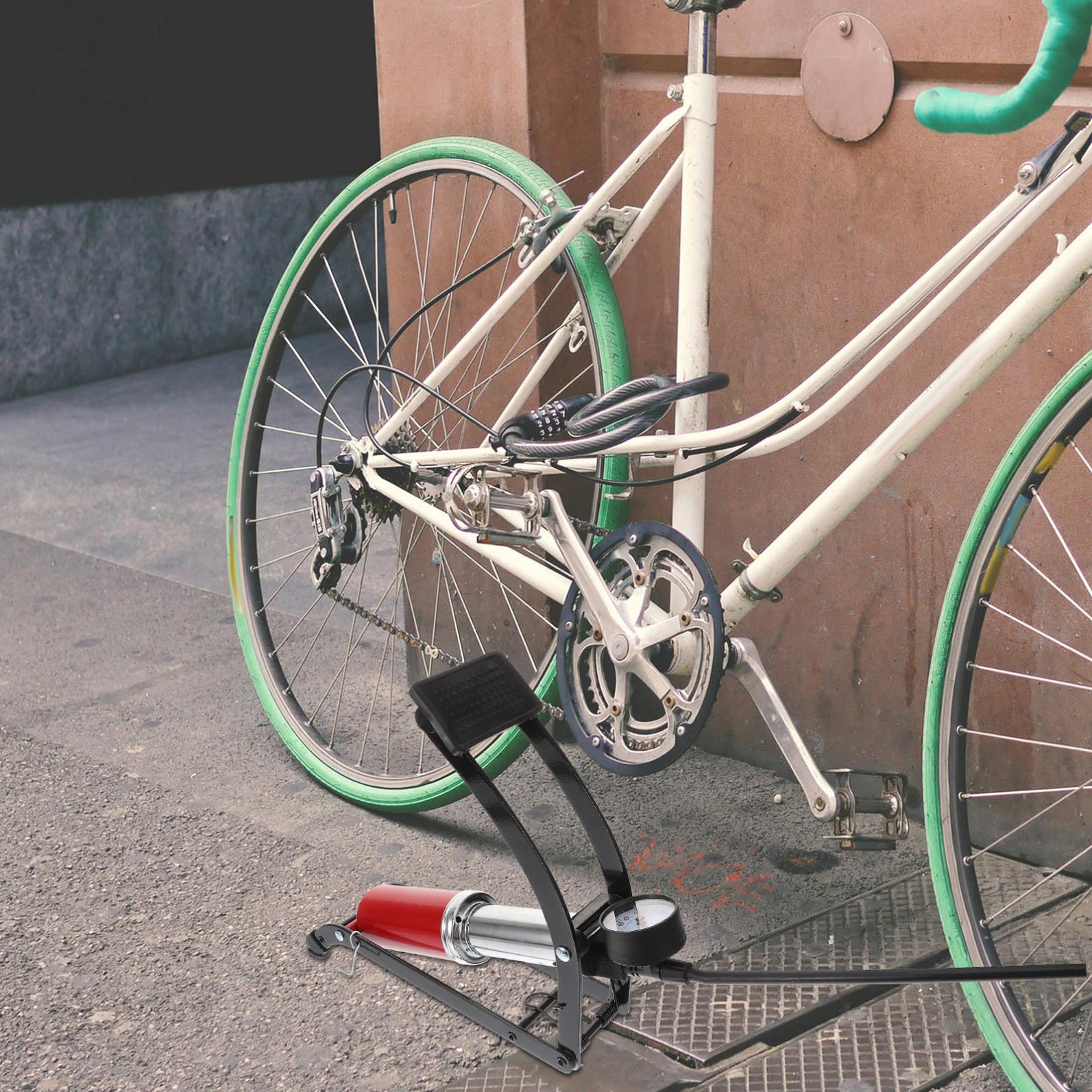 Pompka Rowerowa Nożna Do Inflacji Wysokociśnieniowa Pompka Do Rowerów Łatwa Użyciu Trwała Konstrukcja